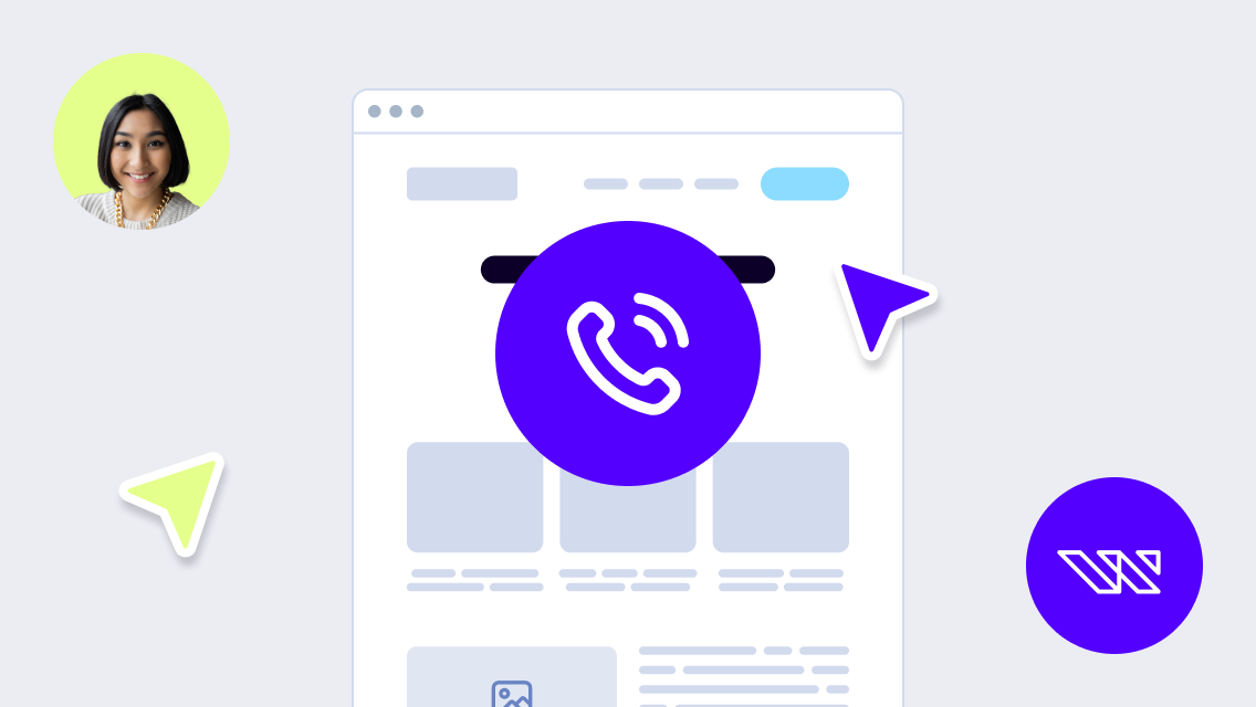 A purple circle with a phone symbol in it.
